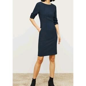 MM Lafleur Women’s Navy Pocket Shirt Dress Size 4